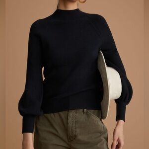 NWOT Anthropologie Maeve Ribbed Mock Neck Black Sweater sz M